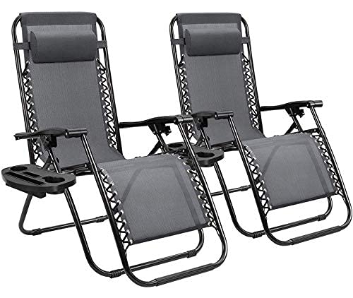 Homall Zero Gravity Reclining Chair - Patio, Lawn, Poolside & Beach Lounge Chair with Pillows - Foldable Outdoor Relaxation Chair for Backyard, Camping & Sunbathing (Set of 2, Gray) - Perfect for Relaxing by the Pool, Lounging in Your Garden or Unwinding at the Beach