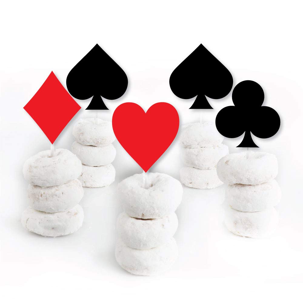 Big Dot of Happiness Las Vegas Casino Party Cupcake Toppers - Set of 24 Clear Dessert Treat Picks for Casino Theme Birthday, Bachelorette & Game Night Decorations