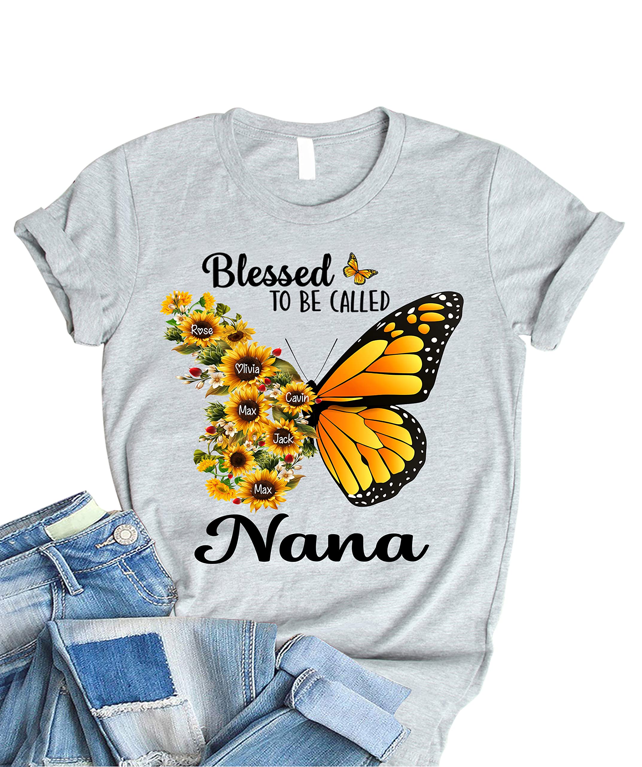 Personalized Grandma T-Shirt - Blessed to Be Called Grandma Shirt for Women - Perfect Birthday & Mother's Day Gift - Comfortable Cotton Tee for Family Gatherings & Special Occasions