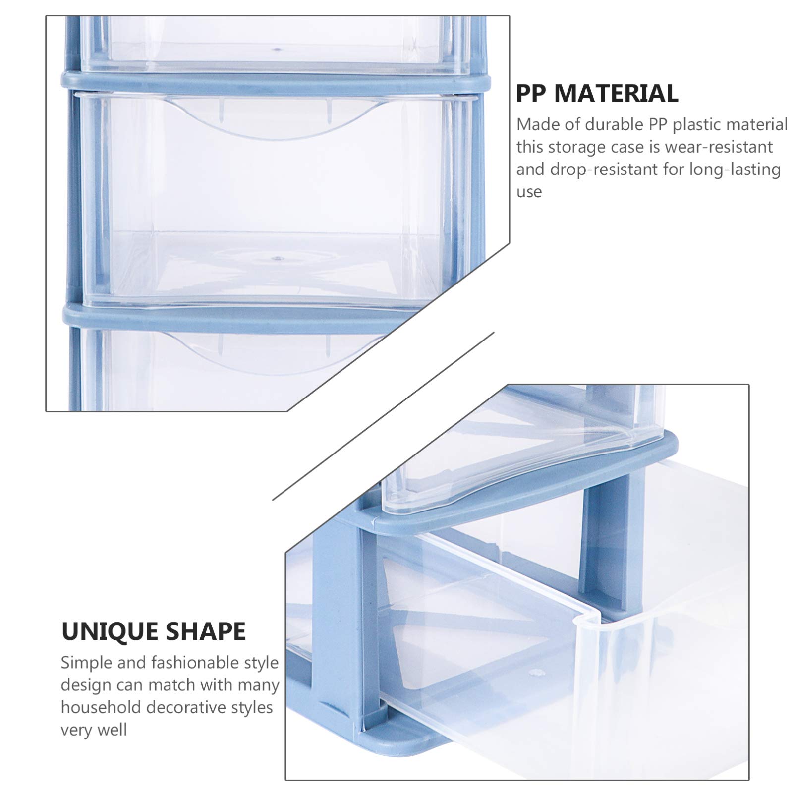 3-Drawer Plastic Storage Cabinet - Makeup Organizer & Jewelry Display Case for Bathroom Vanity, Countertops & Desk (Blue) | Compact Cosmetic Storage Solution for Home & Office Organization