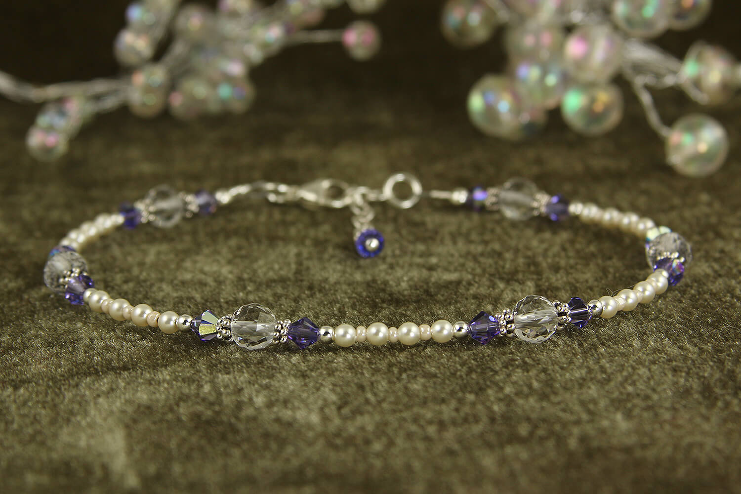 Natural Tanzanite Crystal Beaded Anklet for Women - Elegant Adjustable Ankle Bracelet for Beach, Wedding & Boho Fashion Accessories