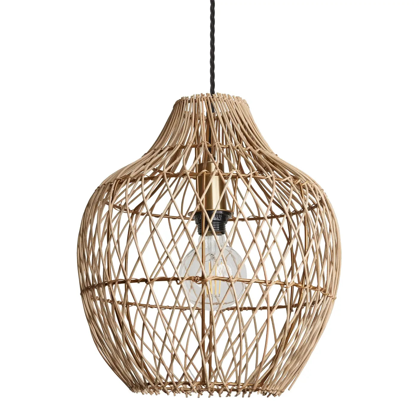 14 Inch Coastal Rattan Pear Ceiling Pendant Light - Boho Home Decor for Living Room, Bedroom, or Dining Area