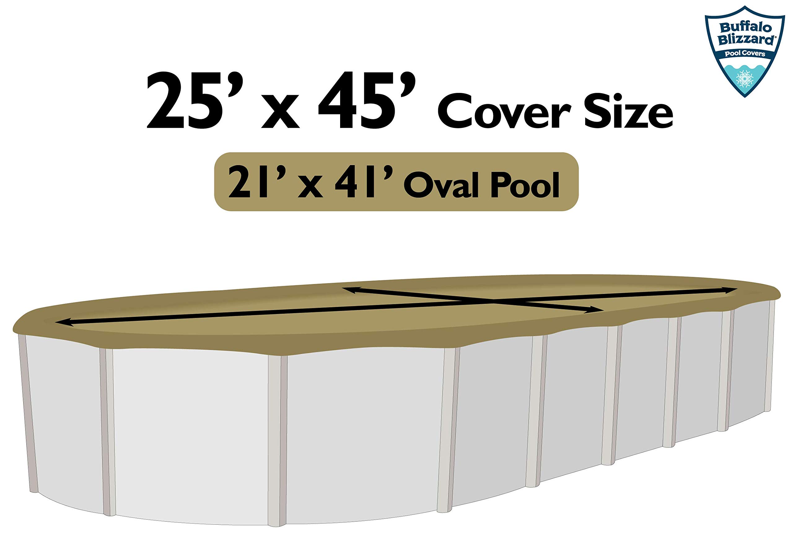 Buffalo Blizzard 21x41 ft Oval Above Ground Pool Cover - Heavy Duty Reversible Tan/Silver Winter Protection with UV Resistance | Shields from Leaves, Snow & Debris | Perfect for Backyard, Seasonal Pool Storage & Winterization