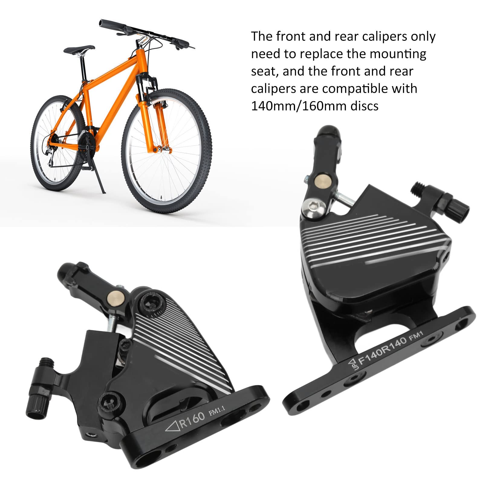 **1 Pair Hydraulic Disc Brakes Set - Aluminum Alloy Front & Rear Hydraulic Disc Brake Calipers for Road Bikes - Perfect for Mountain & Commuter Cycling (Black, Front & Rear Set)**