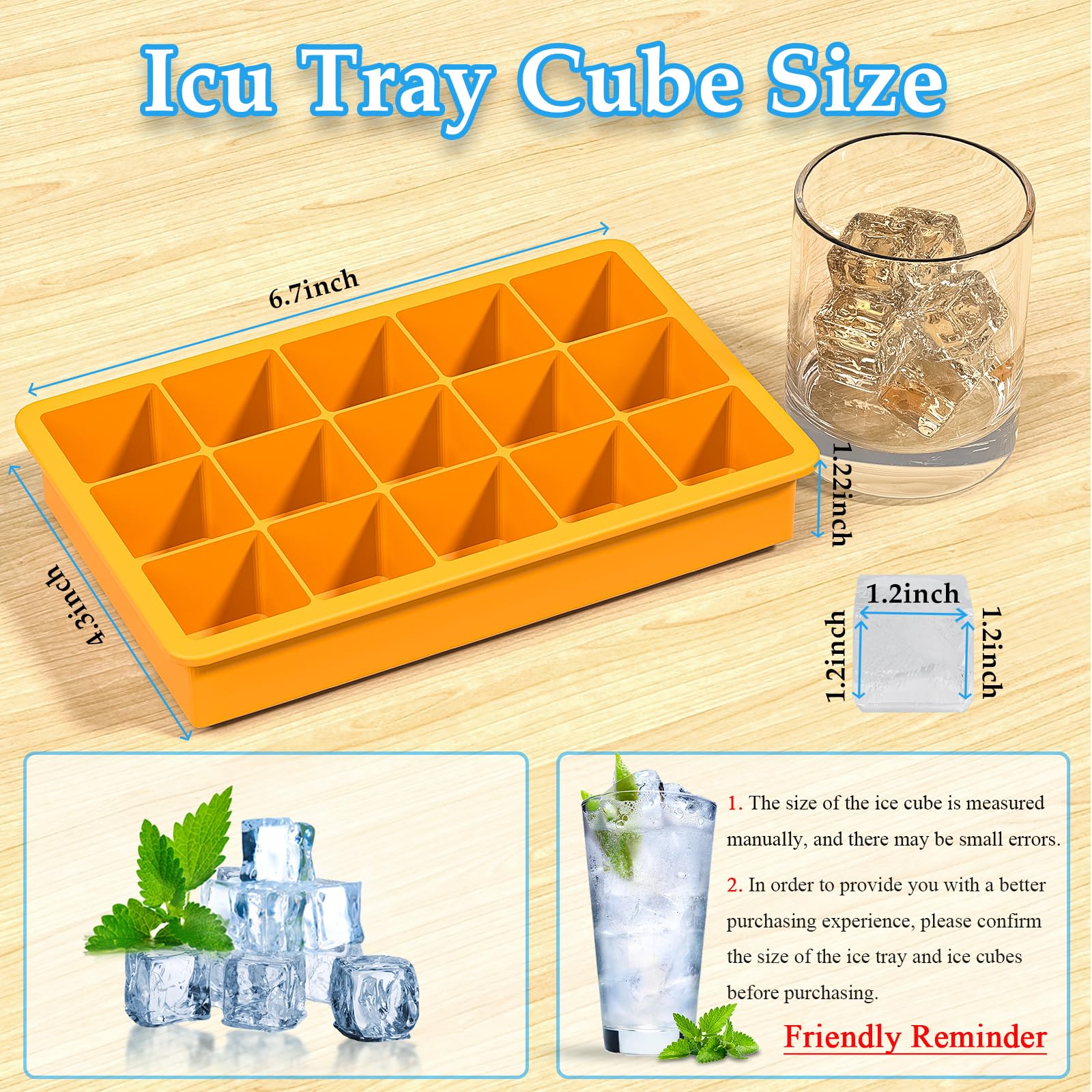 3 Pack Silicone Ice Cube Trays - BPA Free, Flexible & Easy Release Ice Cube Molds (1.2 Inch) for Cocktails, Whiskey, Juice & Baby Food - Stackable Freezer Trays for Home Bars, Parties & Everyday Use