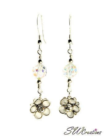 Glacier Mist Floral Crystal Beaded Earrings | Elegant Handmade Dangle Earrings for Women | Perfect for Weddings, Parties & Special Occasions