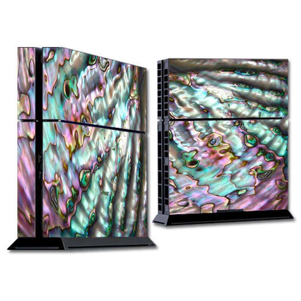 Natural Abalone Pink Green Purple Sea Shell Skin Cover for Sony PlayStation PS4 - Stylish Protection for Gaming Consoles