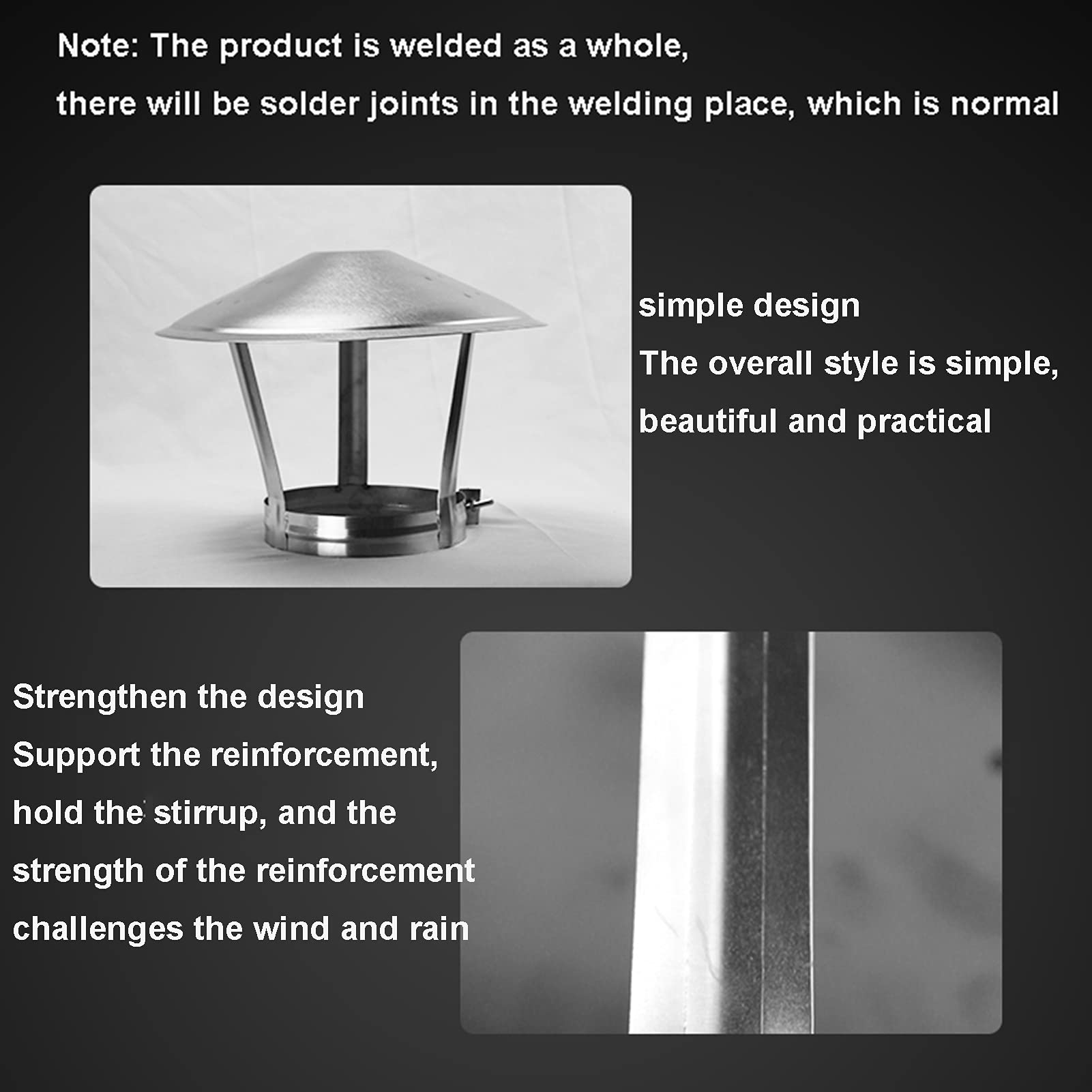 Stainless Steel Chimney Cover - Rain & Snow Protective Cap for Roof Ventilation, Ducts, and Pipes - Weatherproof Chimney Top Hat for Outdoor Use in All Seasons