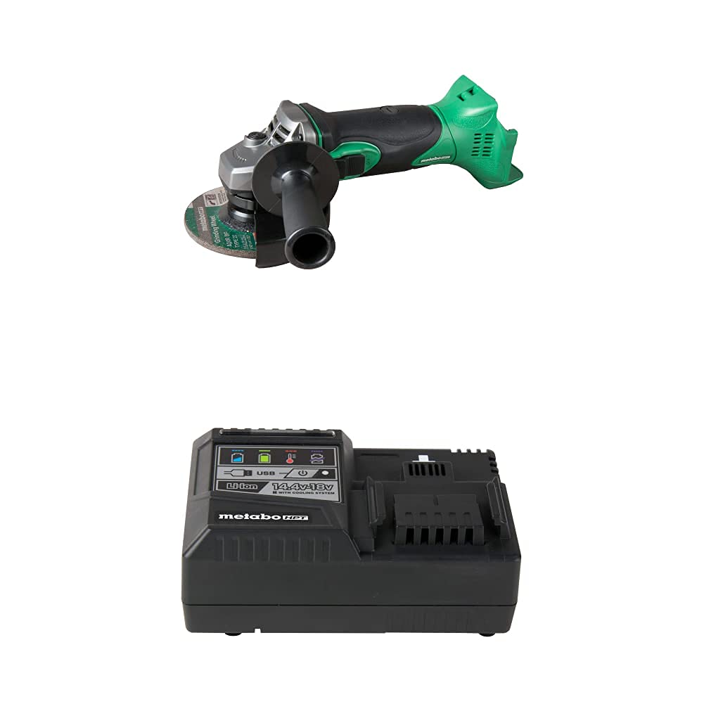 Metabo HPT G18DSL2Q4 18V MultiVolt Cordless Angle Grinder with Rapid Charger - 4-1/2 Inch Battery-Powered Grinding Tool for Metal Cutting, Concrete, Tile & DIY Projects