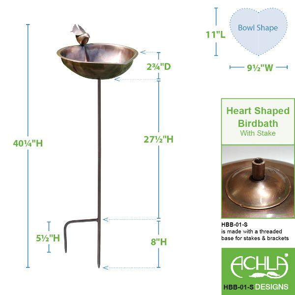 Heart Shaped Birdbath for Garden - Outdoor Decorative Bird Bath with Stand, Perfect for Attracting Birds to Your Backyard or Patio