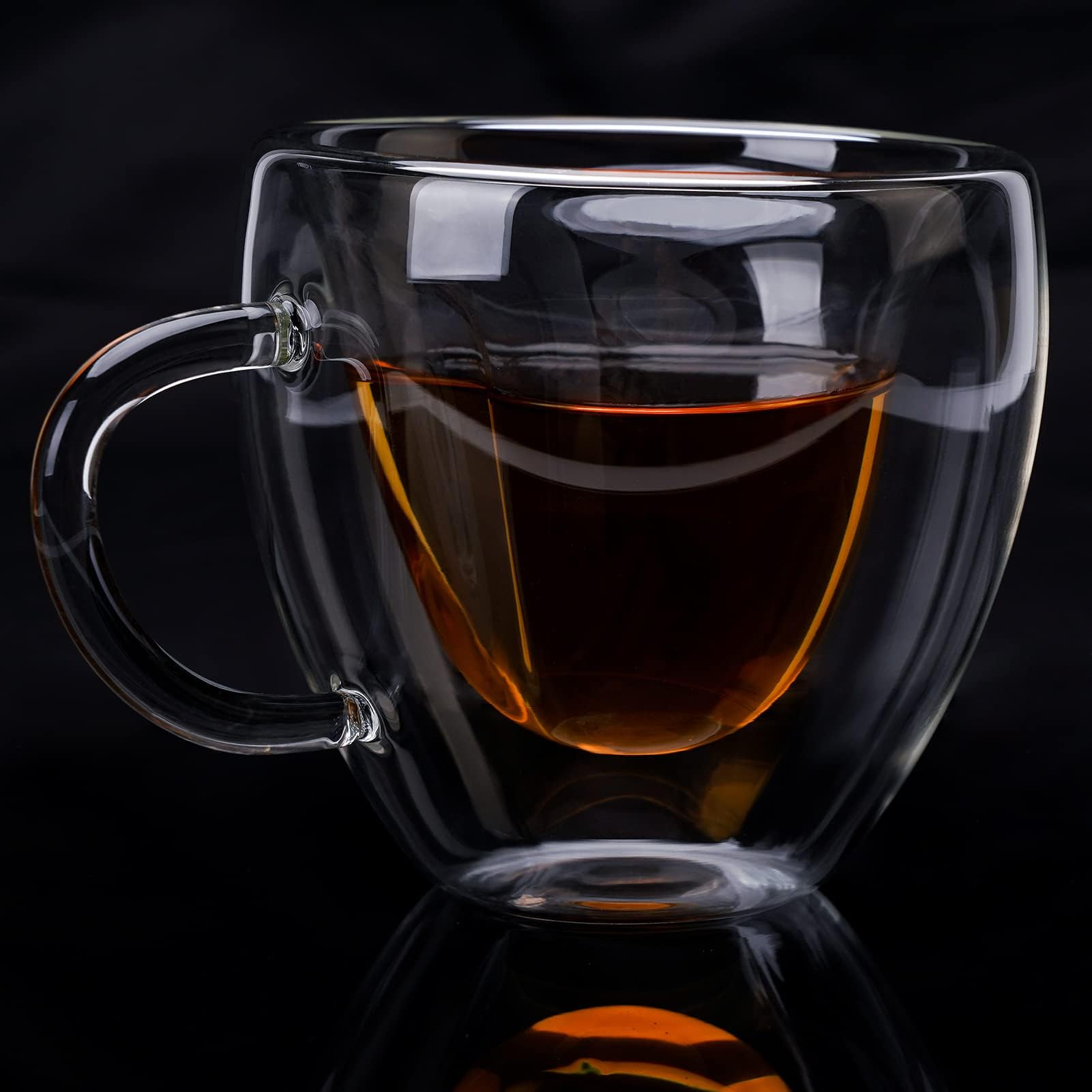 Heart Shaped Double Walled Insulated Glass Coffee Mugs - 8oz Clear Glass Tea Cups for Hot & Cold Drinks - Perfect for Valentine's Gifts, Romantic Dates & Cozy Home Coffee Time