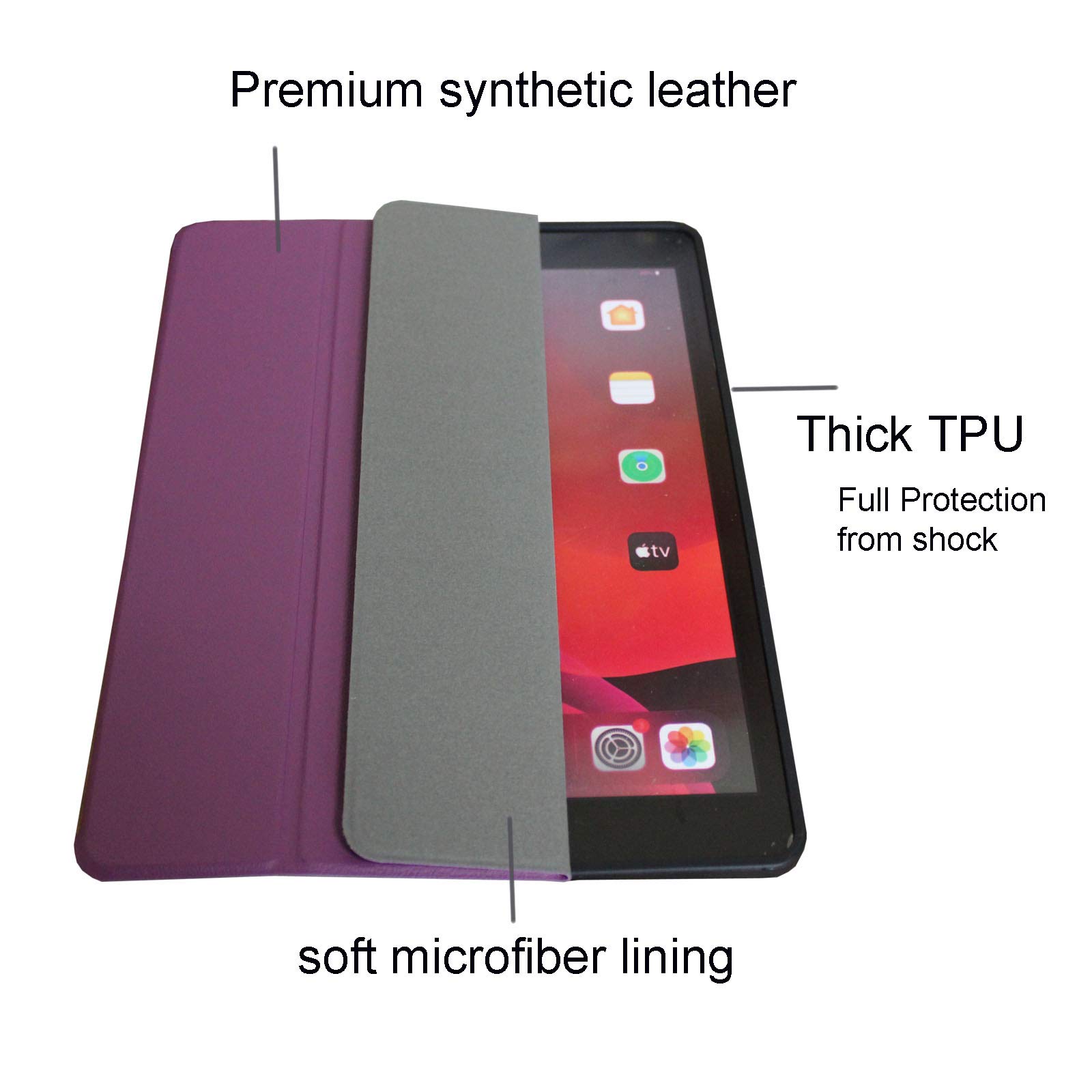 Shockproof Trifold Stand Case for iPad Air 5th Gen 2022 & 4th Gen 2020 (10.9 inch) - Protective Cover for Models A2588/A2589/A2591/A2316/A2324/A2072 | Perfect for Work, Study & Travel (Purple)