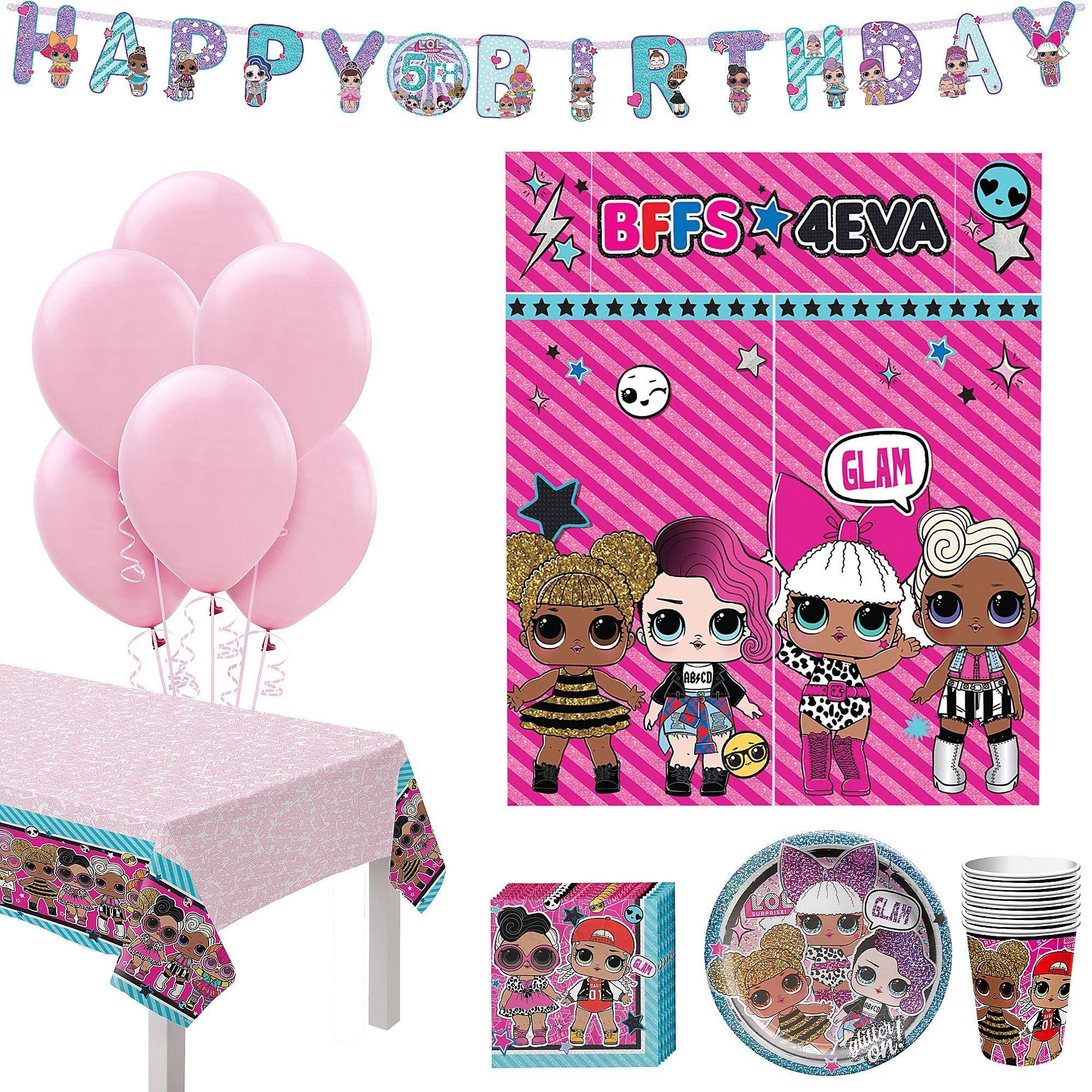L.O.L. Surprise! Kids Birthday Party Supplies Kit for 8 Guests - Includes Plates, Napkins, Cups, Banner & Party Decorations | Perfect for Birthday Parties, Themed Events & Celebrations