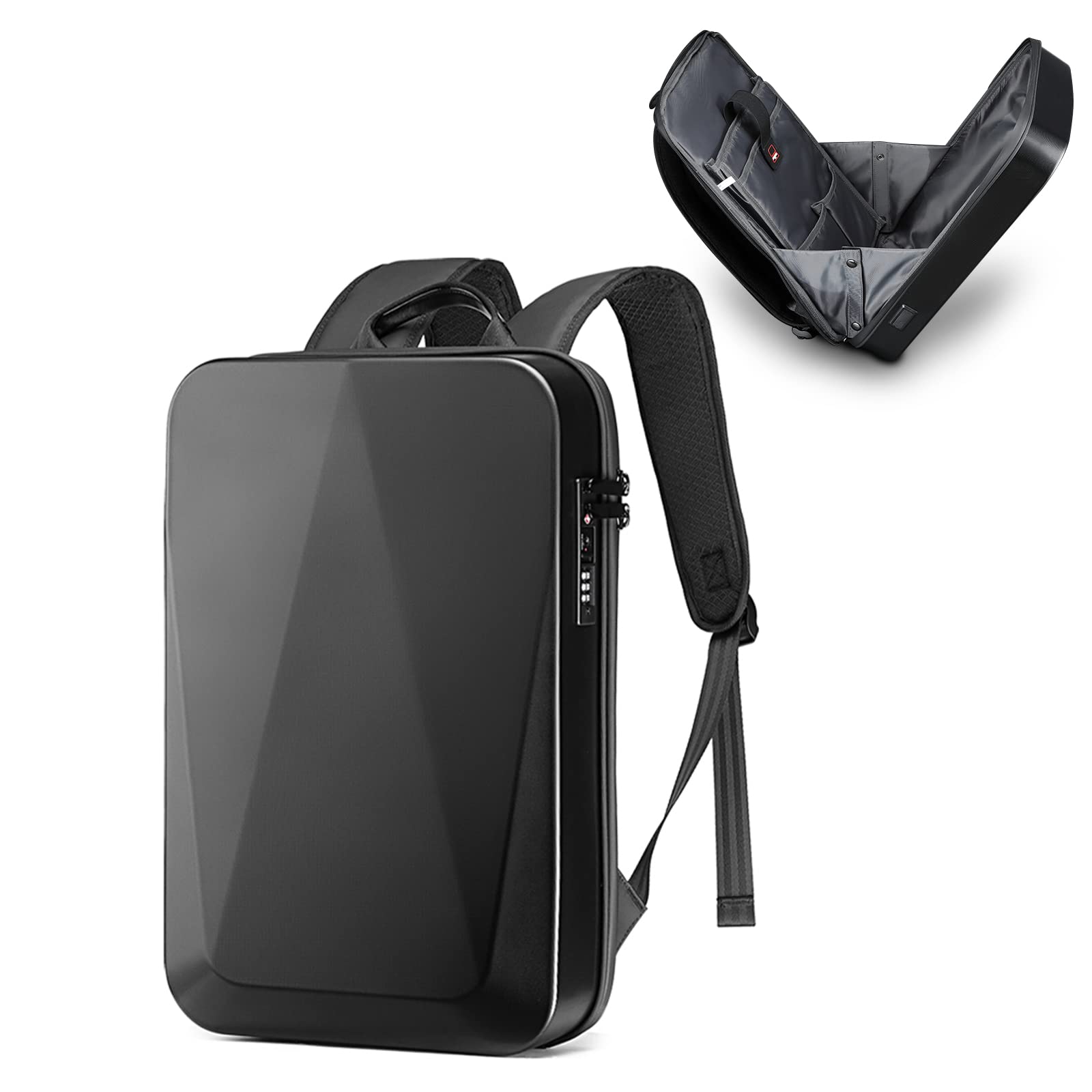 JUMO CYLY Anti-Theft 17 Inch Laptop Backpack - Waterproof Hard Shell USB Charging Port Travel & Gaming Backpack with Lock - Perfect for Business, College, Commuting & Outdoor Adventures
