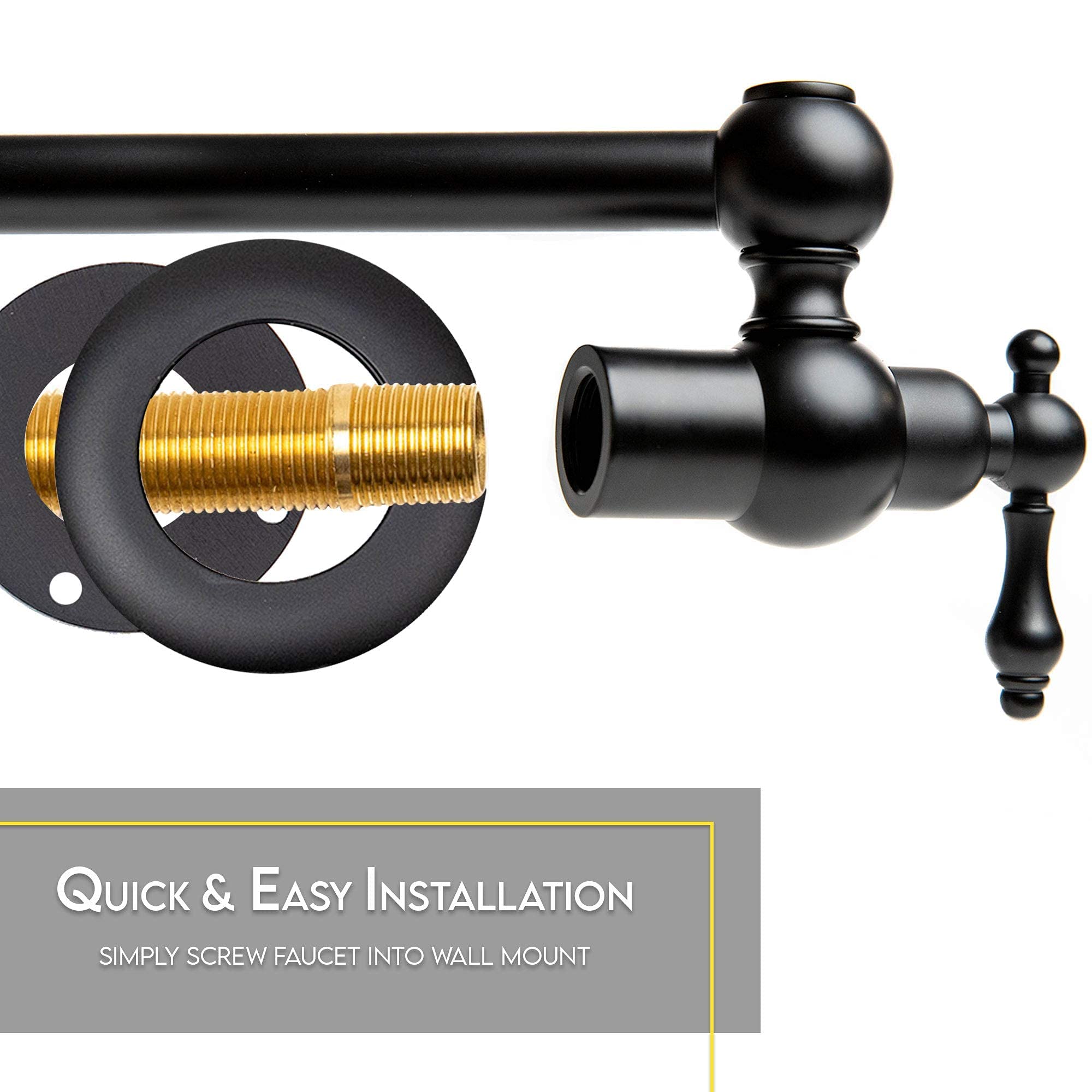 Wall Mount Black Pot Filler Faucet - 24