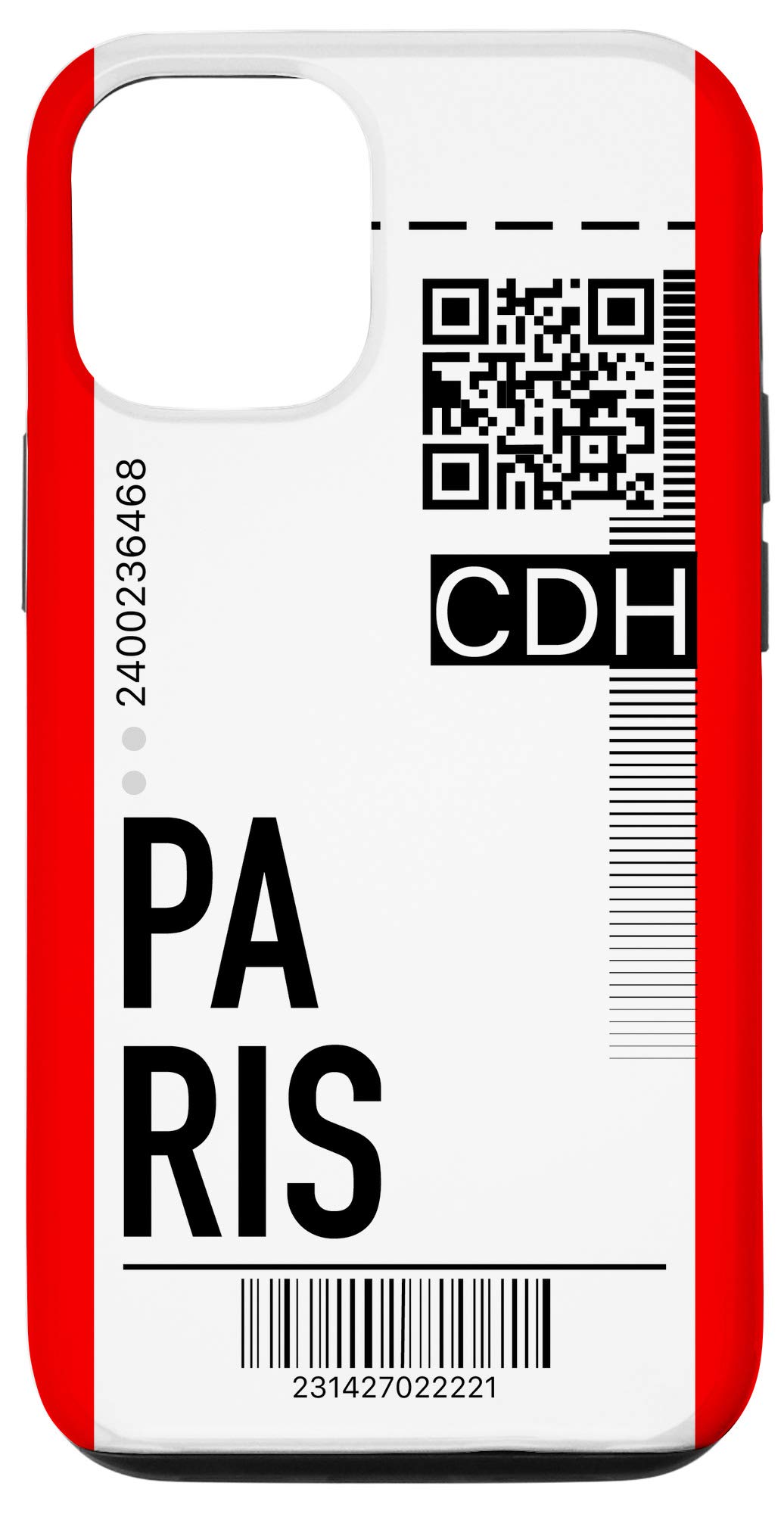iPhone 12/12 Pro Paris Themed Phone Case - Airplane Ticket & Boarding Pass Design - Stylish Red Protective Cover for Travel Enthusiasts | Perfect for Vacations, Business Trips & City Adventures