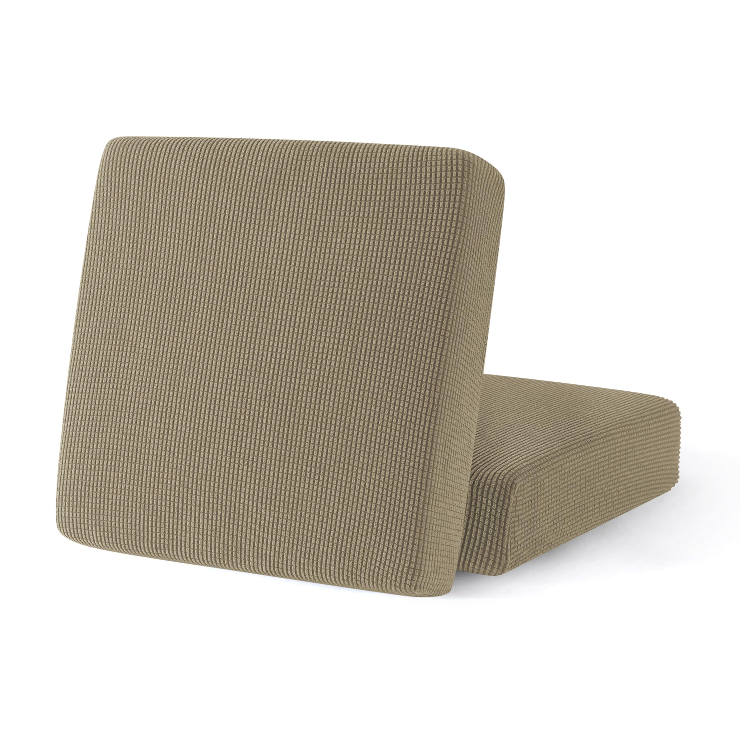 SUBRTEX Stretch Couch Cushion Covers - 2 Pack Elastic Spandex Slipcovers for Sofa, Loveseat, Chair & RV Seats - Sand Color Furniture Protector | Perfect for Home, Office & Travel Use