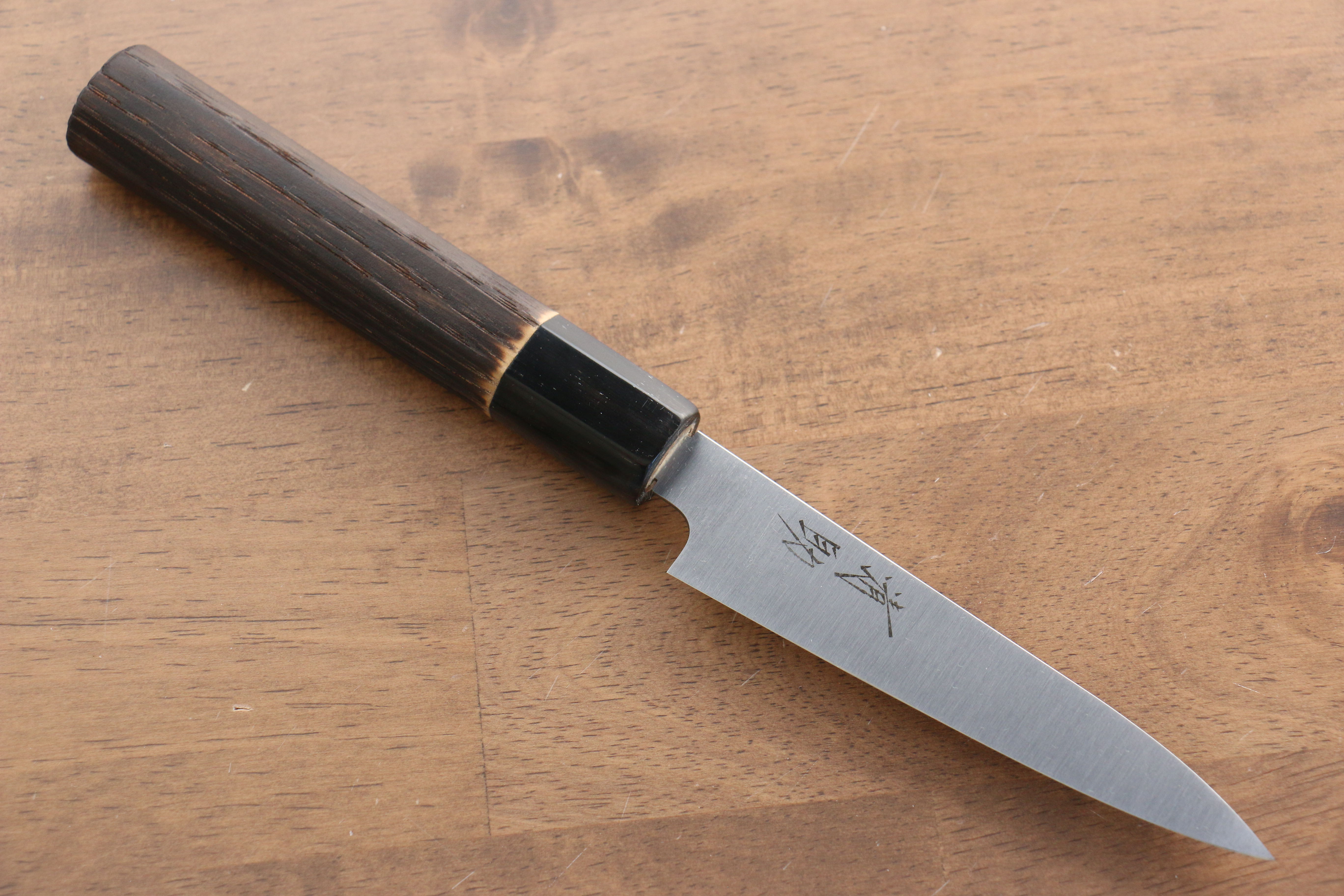 Seisuke Swedish Steel Petty Utility Knife 120mm - Burned Chestnut Handle - Perfect for Home Cooking, Slicing Fruits & Vegetables, and Professional Chef Use