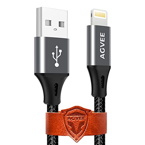 AGVEE 3-Pack 4-Inch Short iPhone Charger Cable - Reinforced Durable Braided Lightning Cable with Fast Charging for iPhone Xs/X/8/7/6S/6, iPad & iPod - Perfect for Travel, Car & Desk Use (Dark Gray)