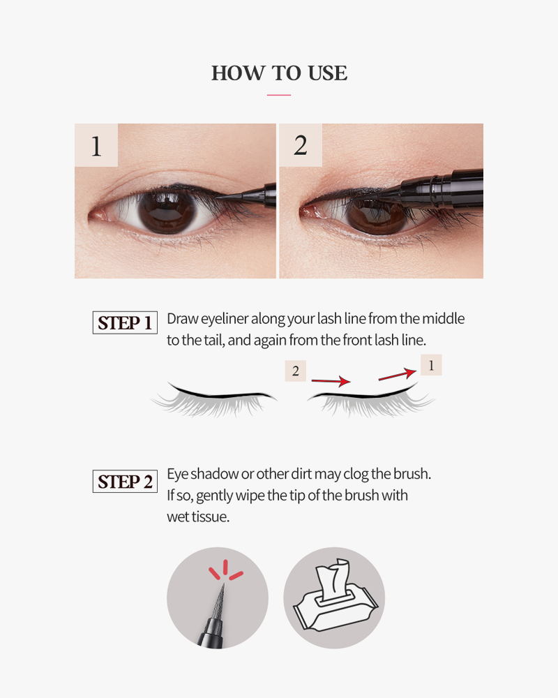 Etude Drawing Show Brush Liner - Professional Waterproof Eyeliner for Precise Winged Eyeliner Makeup | Perfect for Daily Use, Parties & Special Occasions