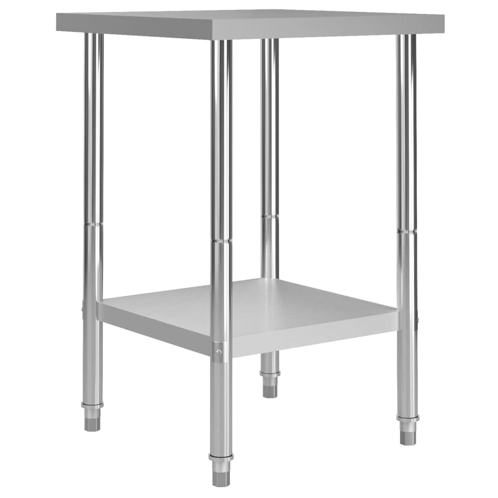 vidaXL Stainless Steel Commercial Kitchen Work Table with Storage Shelf | Heavy-Duty Food Prep Table for Restaurants & Catering | Easy to Clean, Durable Silver Workstation for Professional Kitchens & Home Use