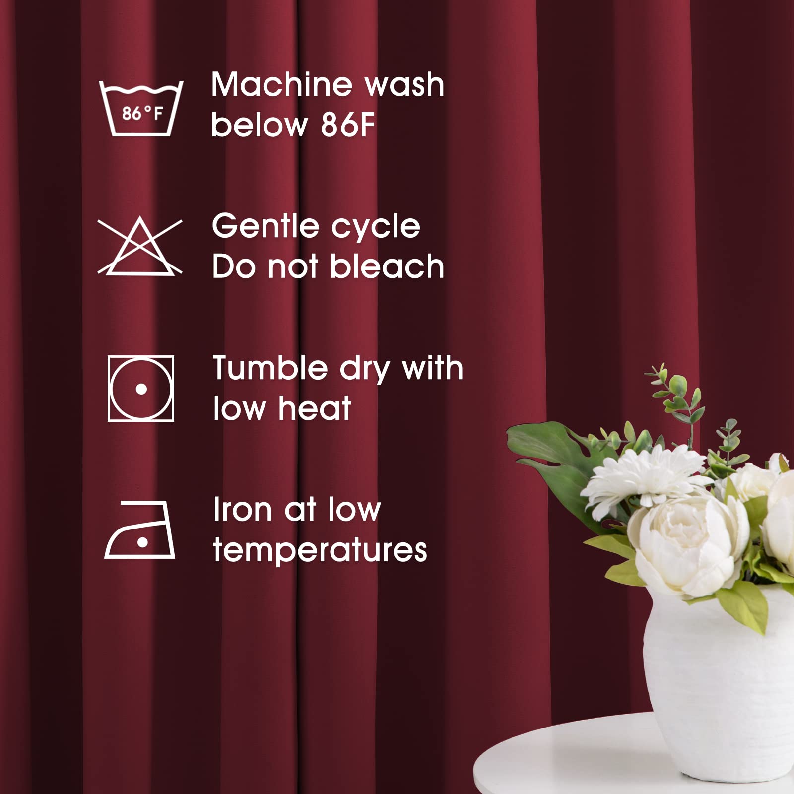 Blackout Curtains for Bedroom - 52x96 Inch Long 2 Panels Set, Burgundy Red Room Darkening Thermal Insulated Soundproof Grommet Window Drapes for Living Room & Bedroom | Perfect for Light Sleepers, Home Theater & Noise Reduction