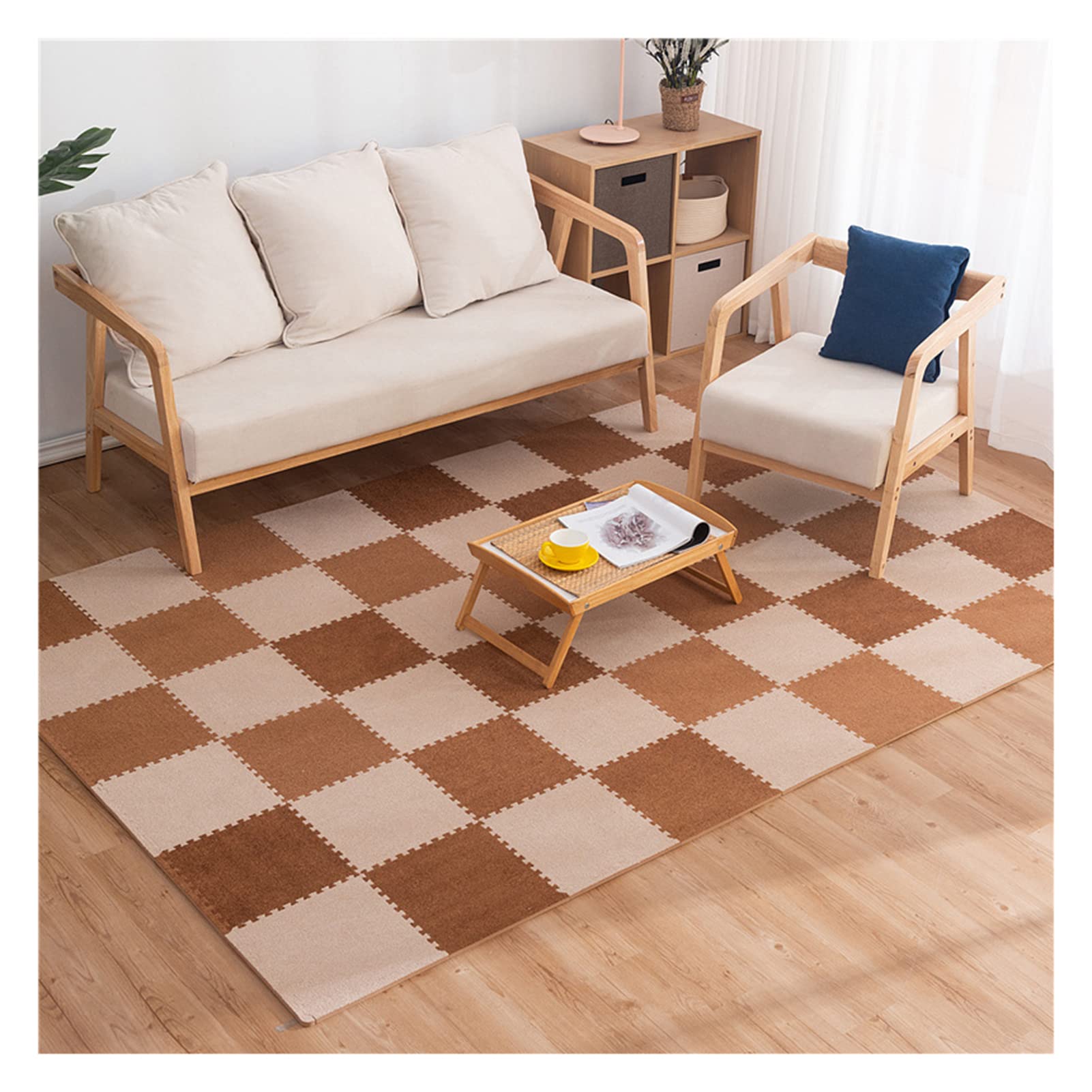 16-Piece Interlocking Foam Floor Mats for Kids - Non-Slip Puzzle Play Mats, Soft Plush Carpet Tiles, Anti-Fall Playmat for Nursery, Playroom & Gym (12x12 Inch, 60x60x1cm) - Perfect for Baby Crawling, Toddler Play Area & Home Exercise Space