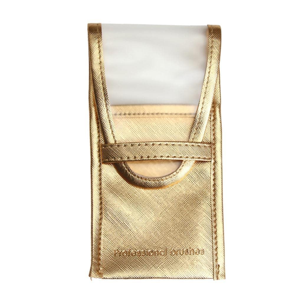 LOSA Travel Leather Makeup Bag - Waterproof Cosmetic Organizer with Brush Holder for Women, Golden - Perfect for Travel, Gym & Daily Beauty Essentials Storage