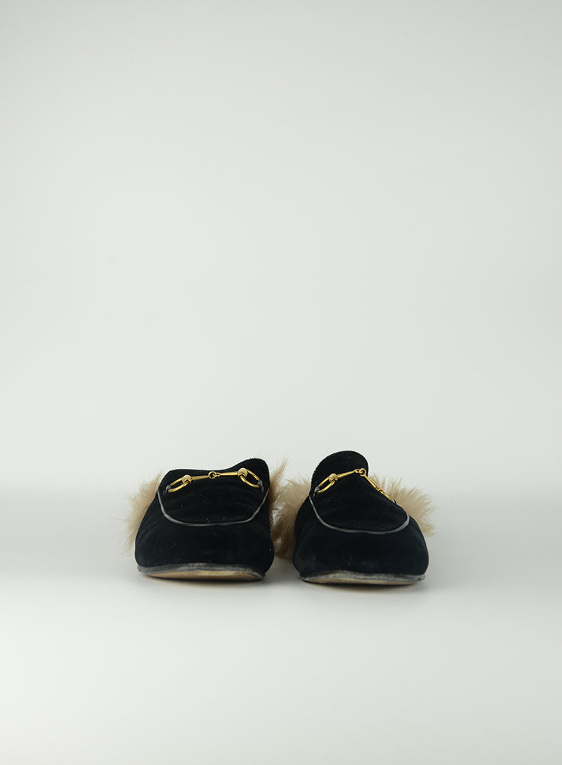 Gucci Sabot Princetown Black Suede Slippers - Size 39 | Luxury Loafers for Women | Perfect for Home, Office & Casual Outings