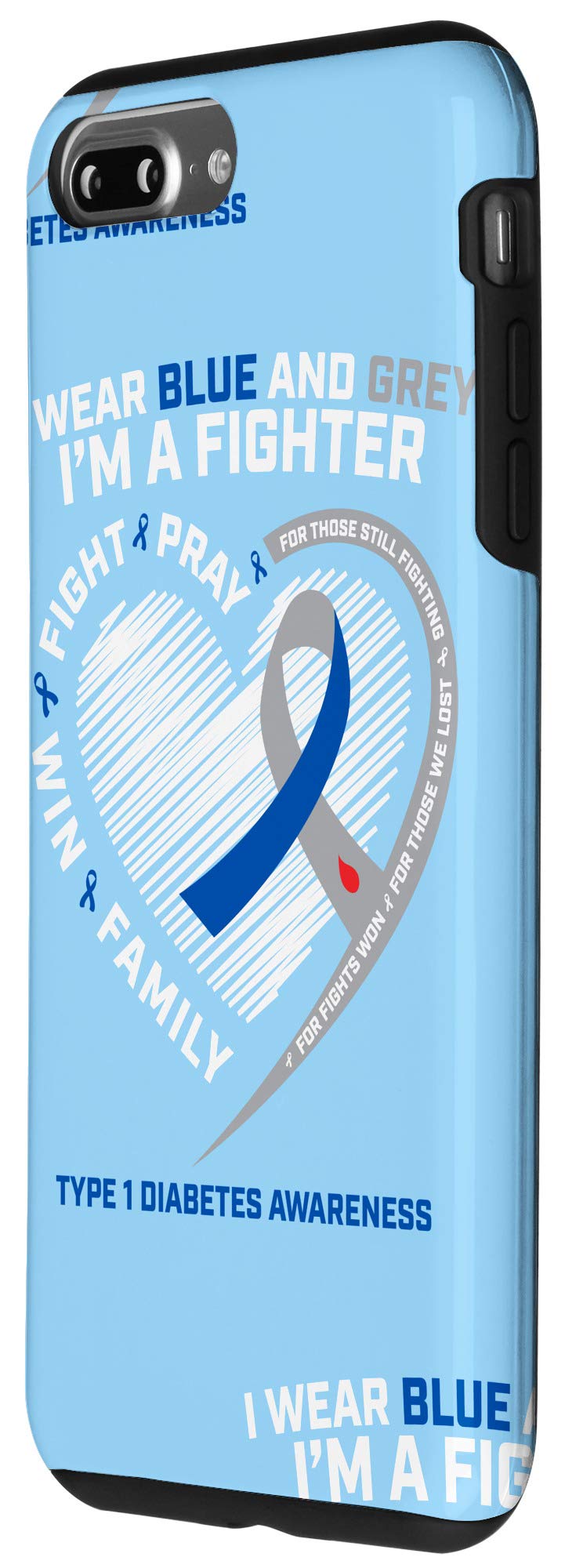 iPhone 7 Plus/8 Plus Type 1 Diabetes Awareness Case - Durable T1D Juvenile Diabetic Support Phone Cover for Daily Use & Protection