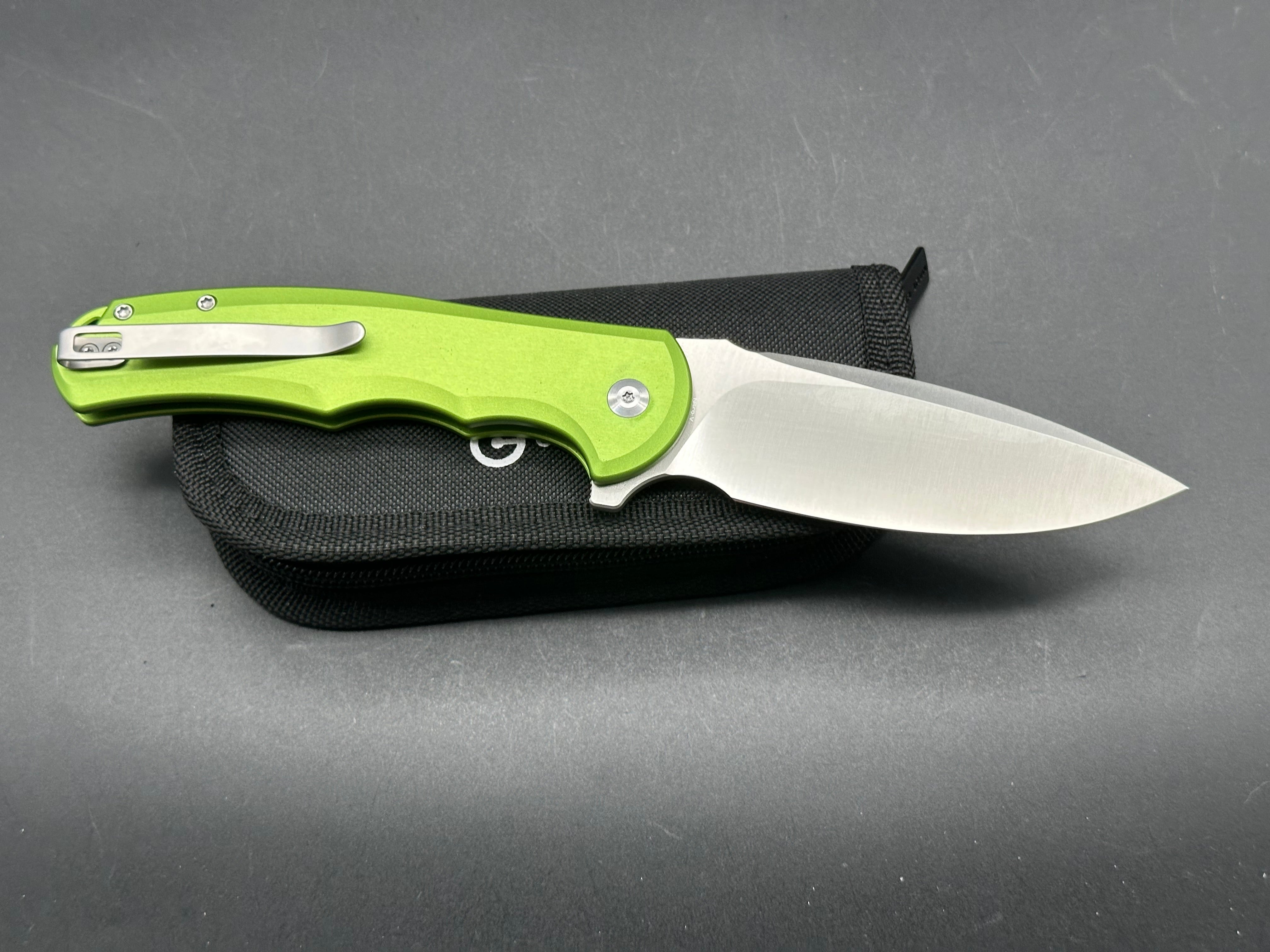 CIVIVI Button Lock Praxis Folding Knife - Lime Green Aluminum Handle, Nitro-V Drop Point Blade for EDC, Outdoor & Tactical Use