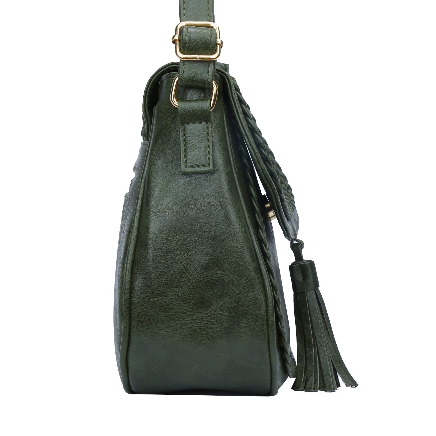 KKXIU Women's Casual Flap Saddle Crossbody Bag with Tassel - Stylish Leather Purse for Everyday Use, Work & Travel Accessories