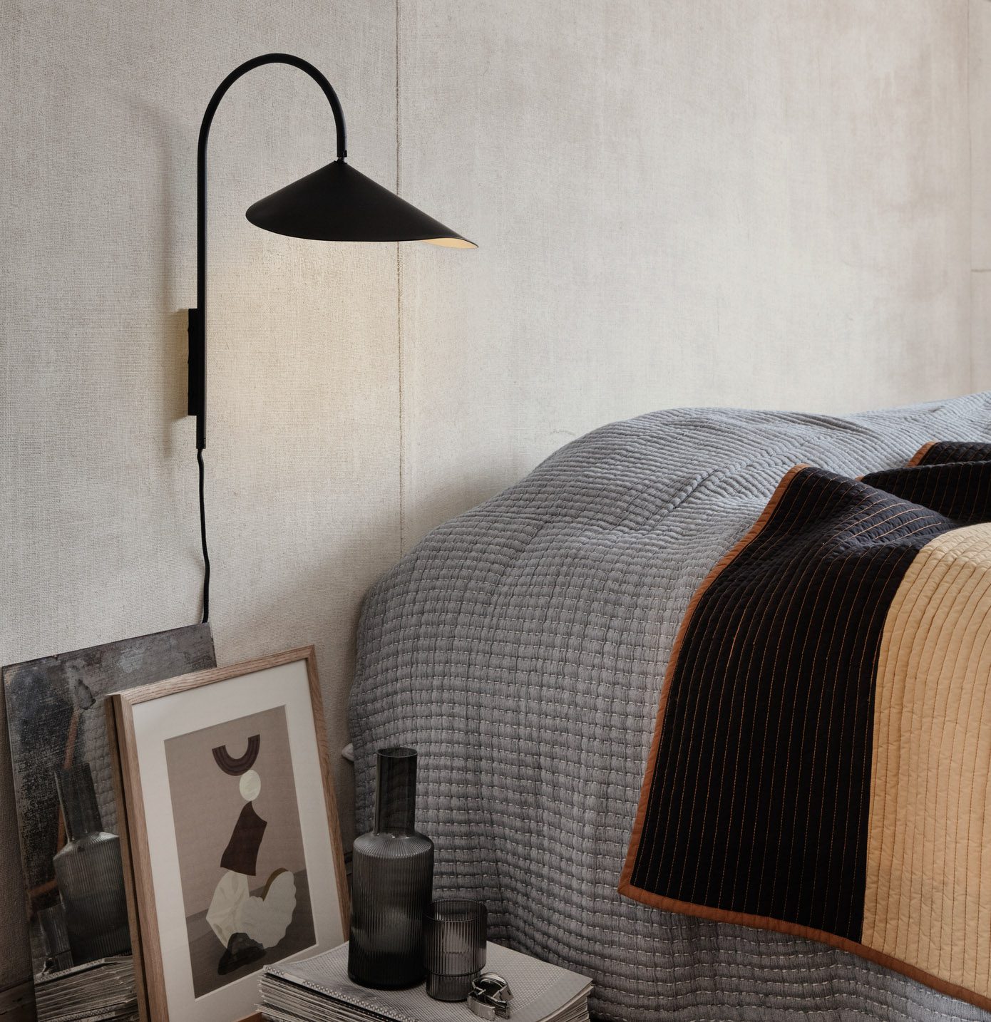 FERM LIVING Arum Swivel Wall Lamp - Black Modern Adjustable Wall Light for Bedroom, Living Room & Office Decor