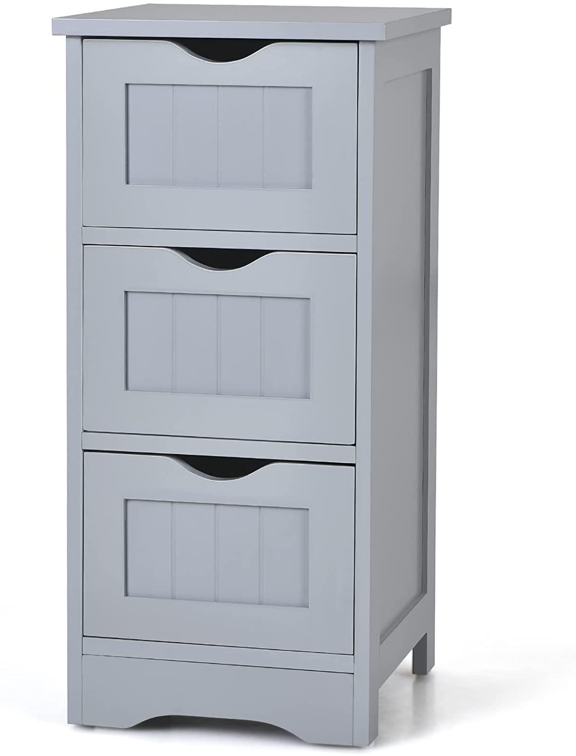 FANTASK 3-Drawer Freestanding Bathroom Storage Cabinet with Anti-Tipping Device - 12 x 12 x 25 Inch Grey Organizer for Bathroom, Living Room & Home Office - Perfect for Towels, Toiletries & Home Organization