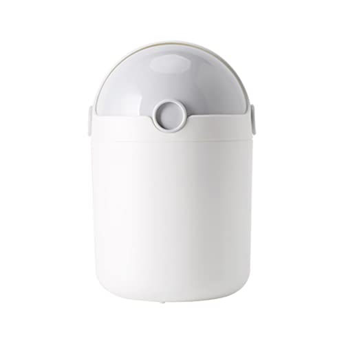 Mini Desktop Trash Can with Lid - 1.5L Small Modern Plastic Waste Bin for Office, Car, Kitchen & Home Use - Compact Garbage Can for Desks, Countertops & Small Spaces (White)