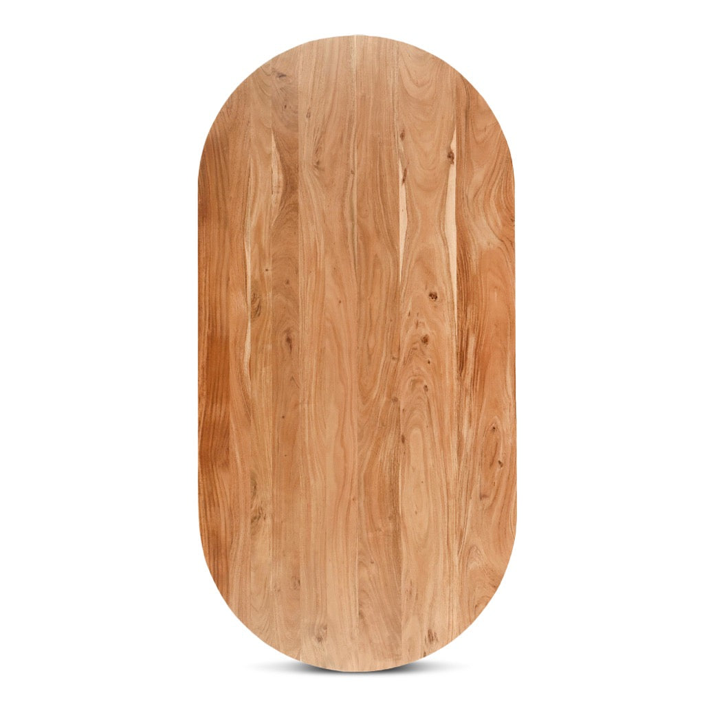 Catania Dining Table - Solid Acacia Wood, Natural Finish - Perfect for Kitchen, Dining Room & Outdoor Patio