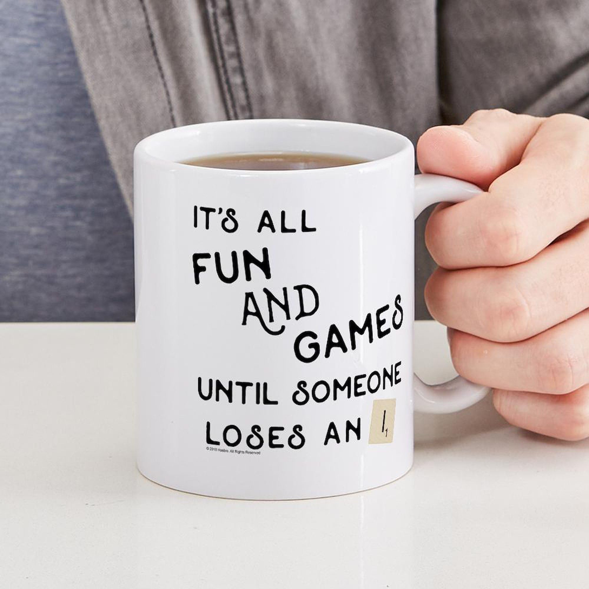 Scrabble Themed 11 oz Ceramic Coffee Mug - Fun & Games Gift for Word Lovers - Perfect for Office, Home & Gamer Gifts