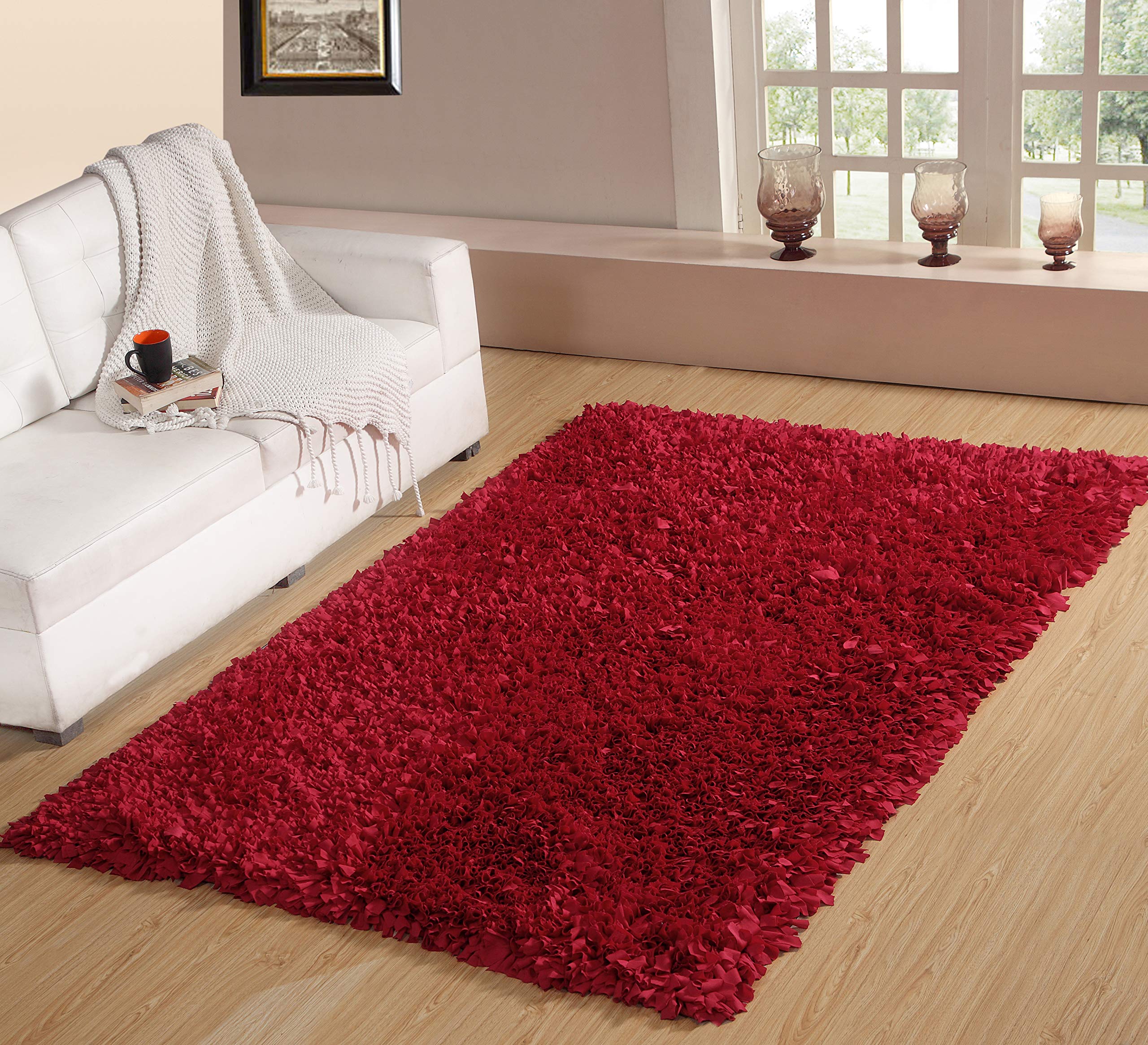 Premium Soft Shaggy Area Rug for Living Room - Machine Washable Non-Slip Indoor Carpet - Foldable Easy Clean Home Decor - 3'5