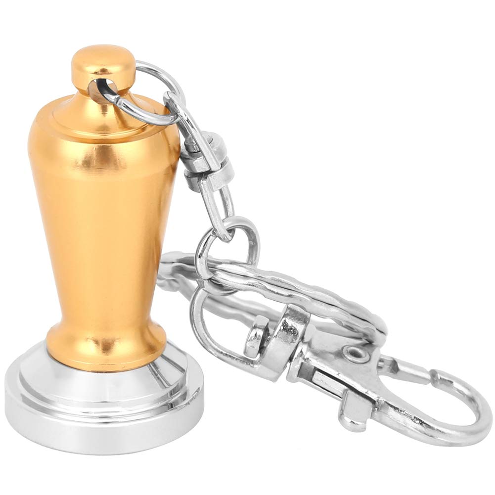 Premium Stainless Steel Coffee Tamper with Key Ring Design - Perfect for Home, Restaurant, Cafe & Bar Use - Durable Espresso Press Tool for Professional & Home Baristas (Yellow) - Ideal for Coffee Shops, Kitchen & Gifting
