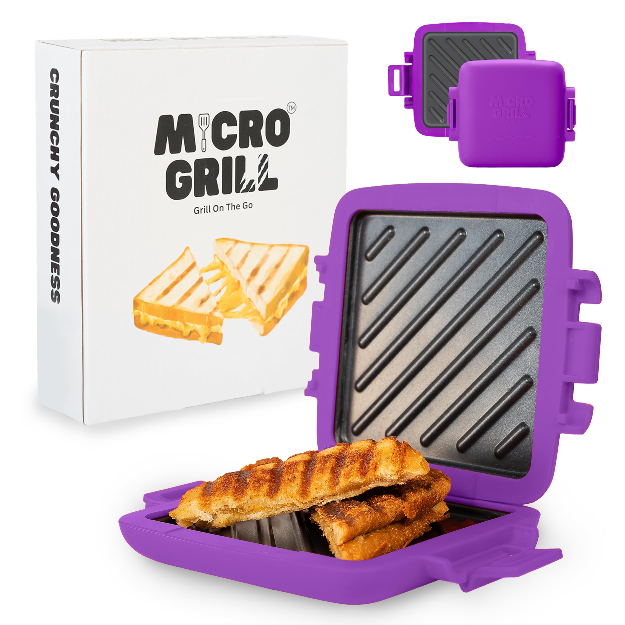 Microwave Sandwich Maker - Grilled Cheese & Panini Press - Portable Toastie Maker for Travel & Home Use - Purple (Perfect for Quick Lunches, Camping & Office Snacks)