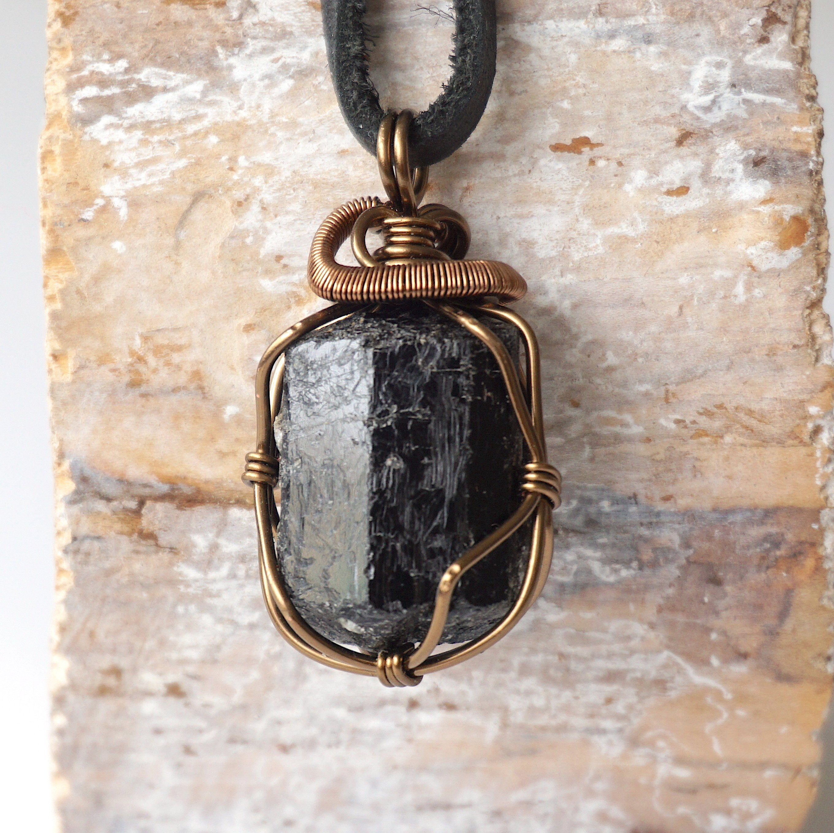 Raw Black Tourmaline Necklace with Antique Bronze Pendant - Natural Healing Crystal Jewelry for Protection, Grounding & Positive Energy | Perfect for Meditation, Yoga & Spiritual Gifts