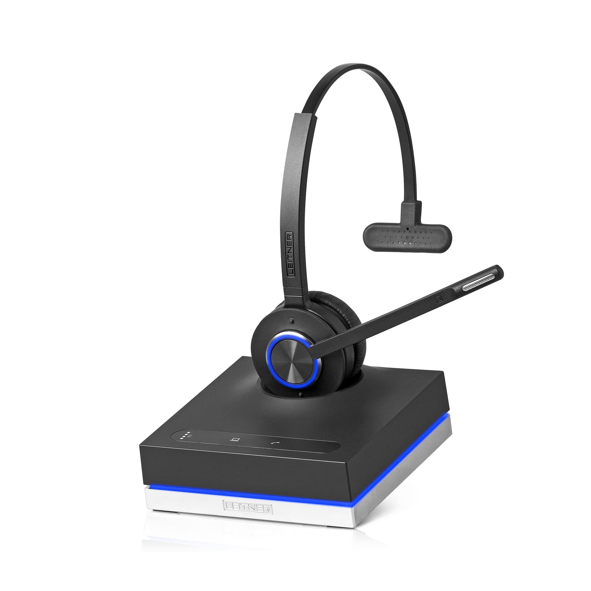 Leitner LH570 2-in-1 Wireless Office Headset with Microphone - DECT Computer & Telephone Headset for Business Calls - Noise Cancelling for Home Office & Call Centers - 5 Year Warranty - Compatible with Most Office Phones