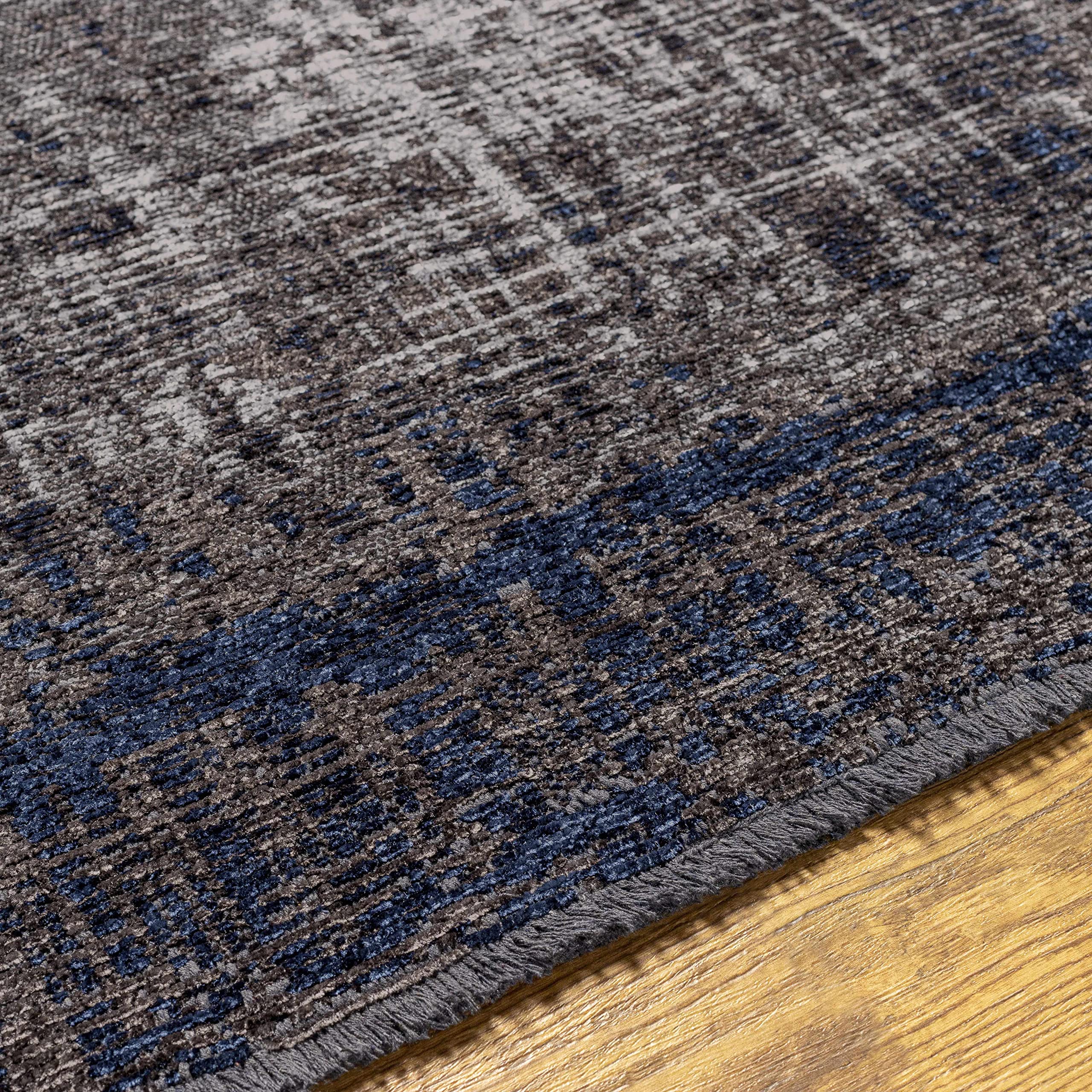 Hauteloom TRAI Modern Gray and Blue Area Rug 4'11