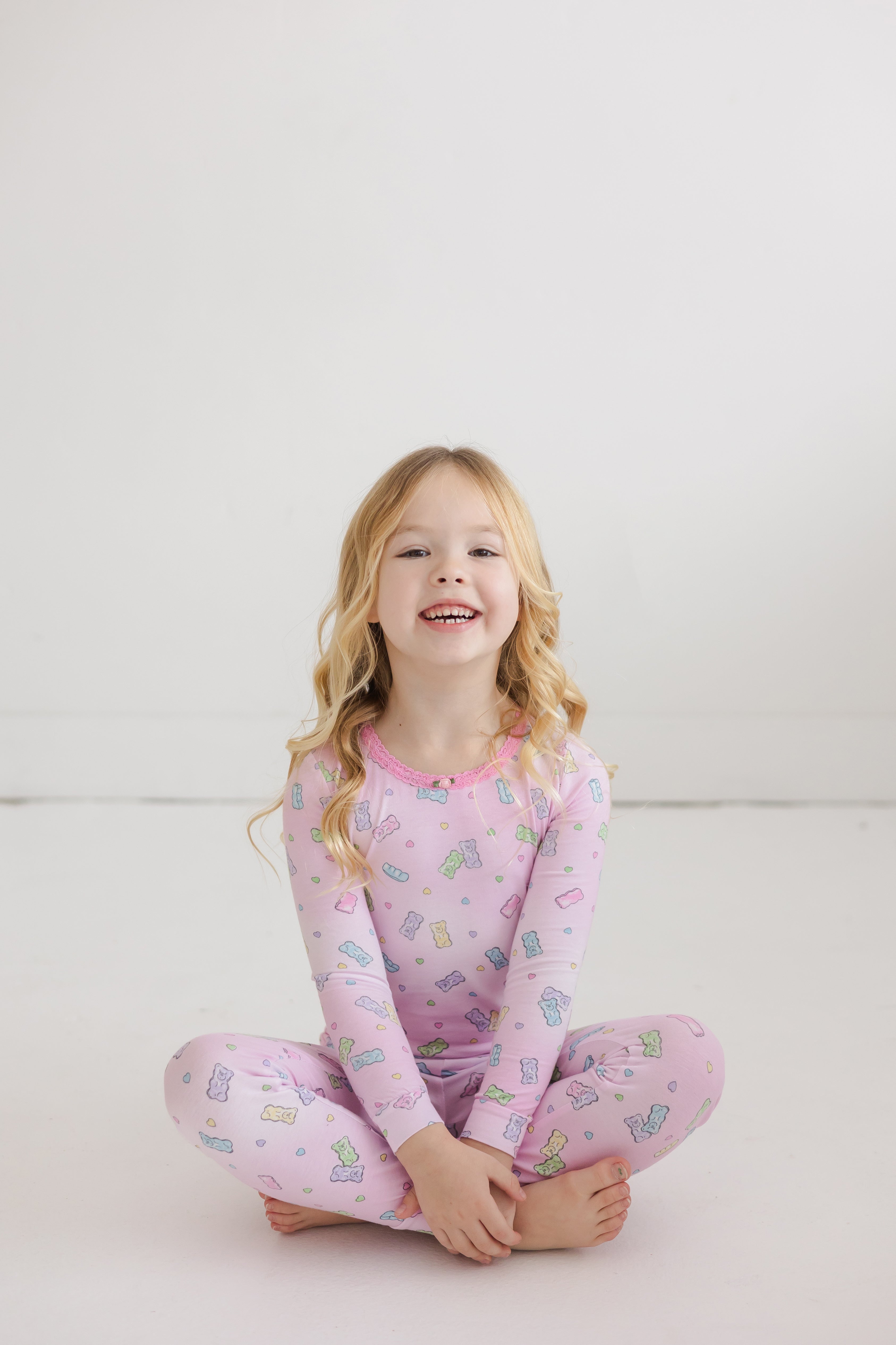 Cute Candy Bear Print Full Length Pajama Set for Women - Soft & Comfortable Sleepwear for Cozy Nights & Loungewear