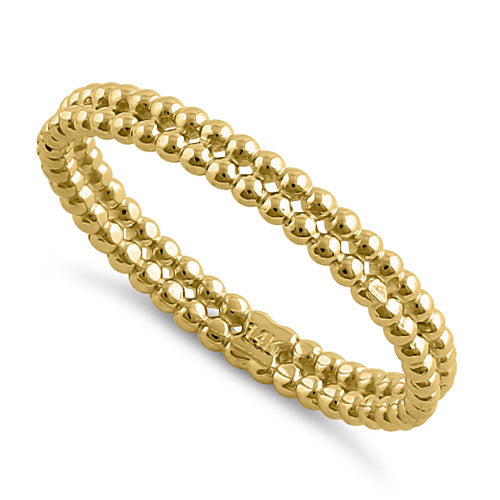 14K Solid Yellow Gold Stackable Bead Ring for Women - Minimalist Dainty Jewelry for Layering, Stacking & Everyday Wear
