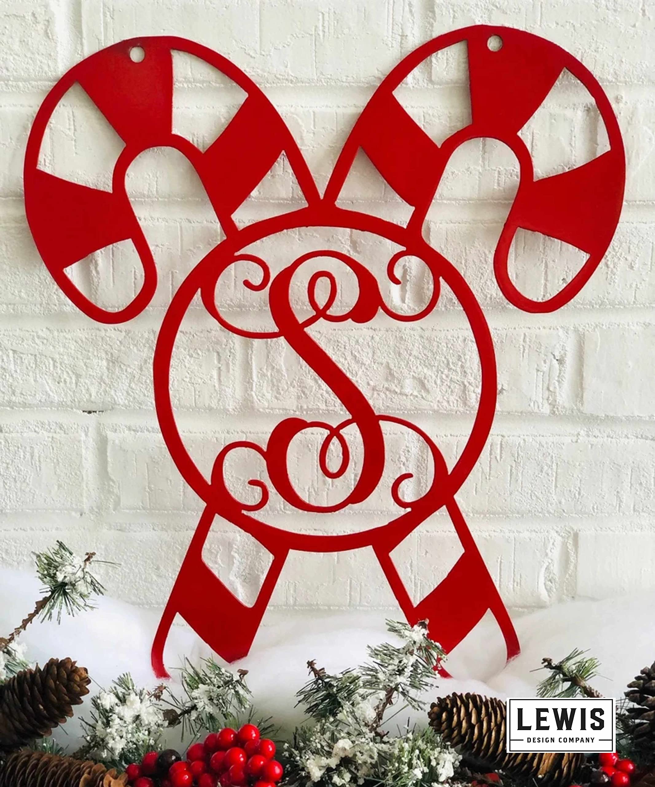 Personalized Candy Cane Christmas Metal Door Hanger - 16
