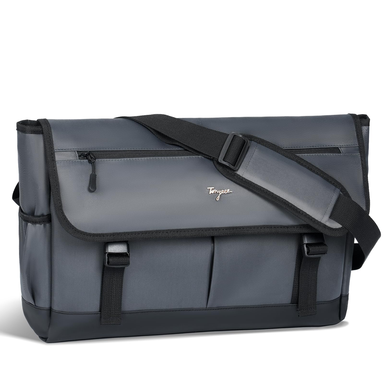 **Durable Waterproof Messenger Laptop Bag for Men & Women – 15.6 Inch Stylish Shoulder Bag with Crossbody Strap – Perfect for Work, School & Travel – Silver Grey**
