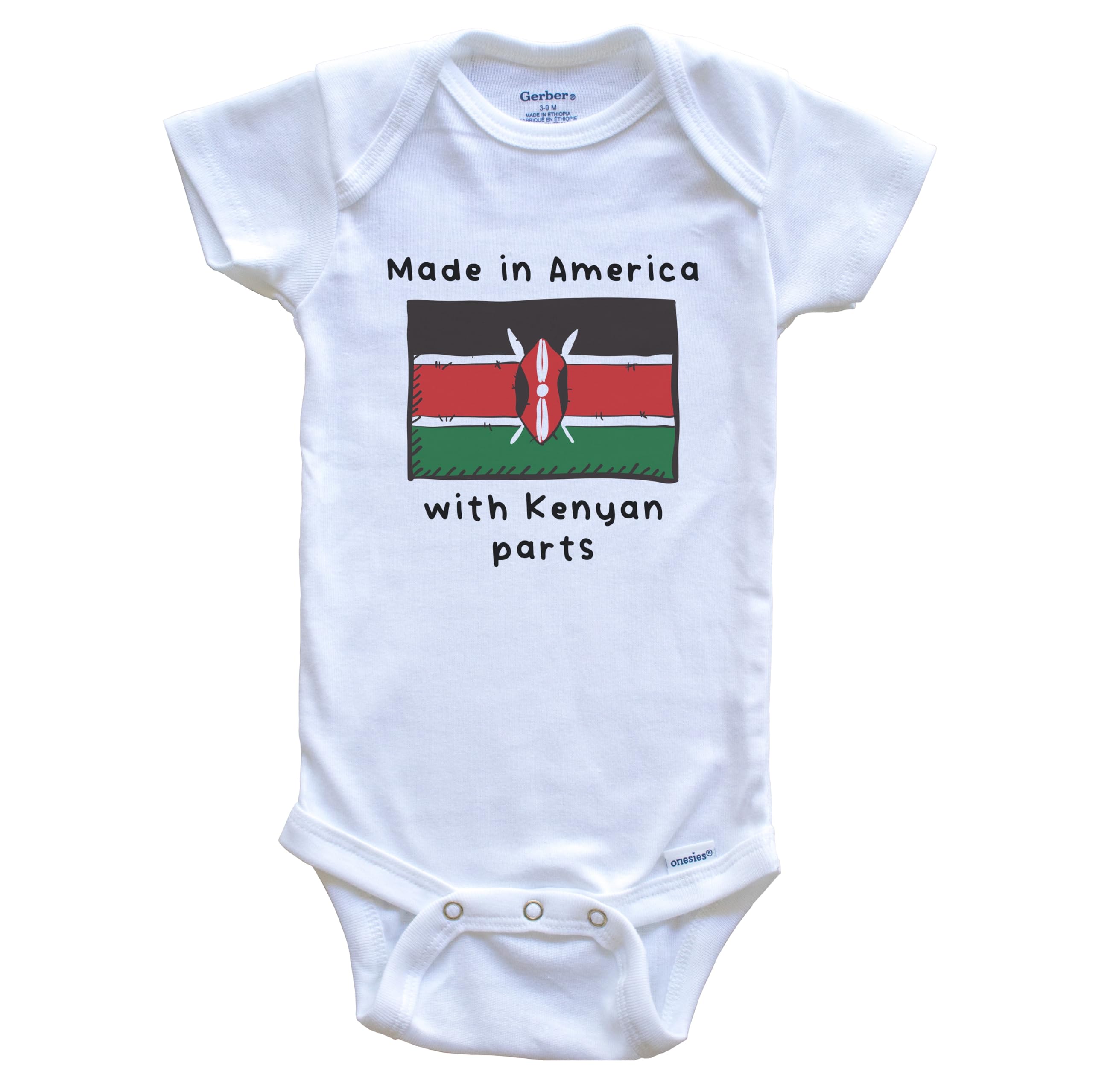 Kenyan American Flag One Piece Baby Bodysuit - Soft Cotton Infant Bodysuit for Boys & Girls - Perfect for 4th of July, Kenya Independence Day & Cultural Celebrations