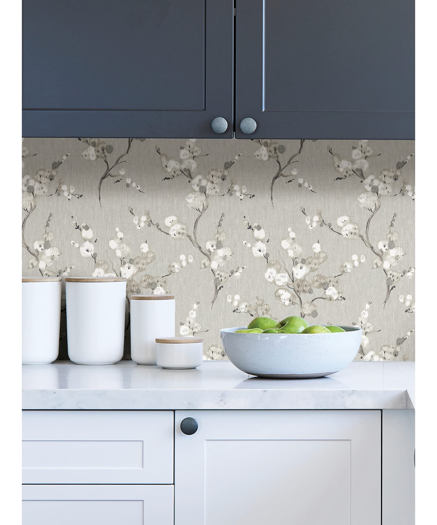 NuWallpaper Grey Mirei Peel & Stick Wallpaper - Self-Adhesive Removable Wallpaper for Bedroom, Living Room, Kitchen - Easy to Install & No Glue Needed