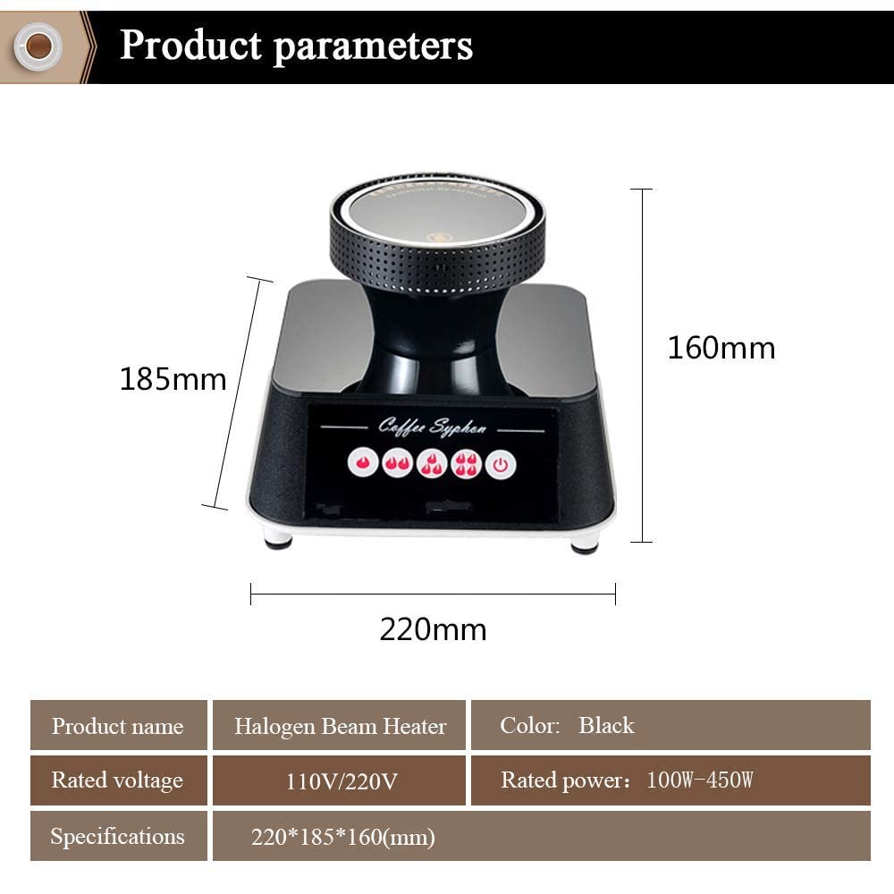 Premium Halogen Beam Heater for Syphon Coffee Maker - 220V Fast Heating Burner for Professional Coffee Brewing | Perfect for Home Baristas & Coffee Shops